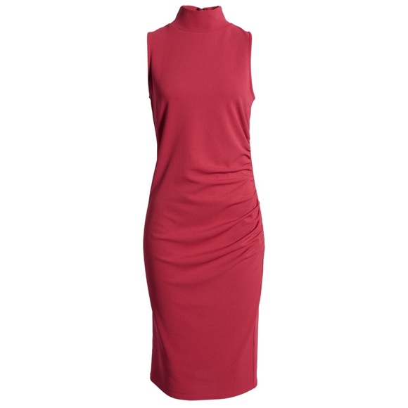 Chelsea28 mock neck sheath midi dress berry pink - Picture 7 of 13